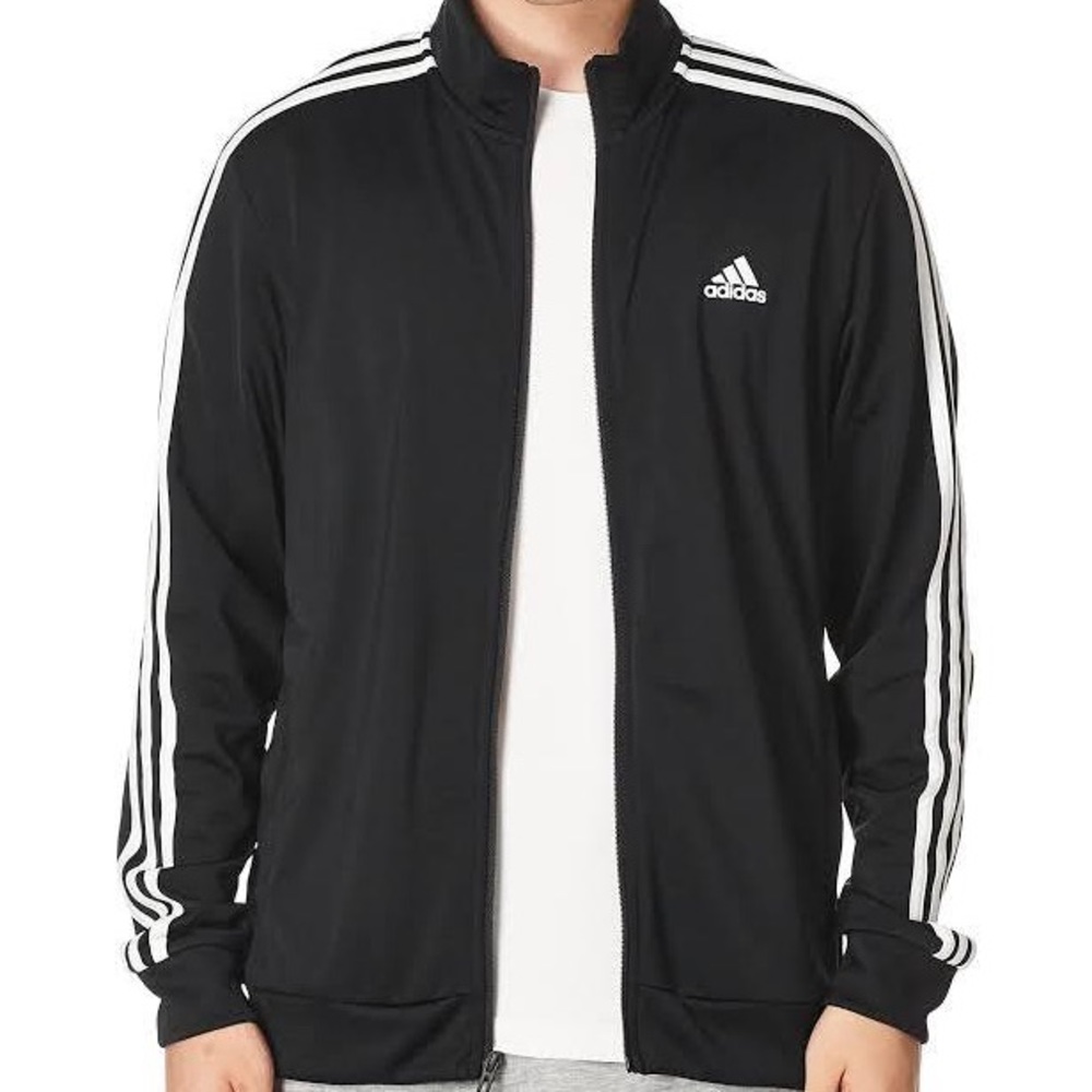 Adidas classic black 3 stripe zip up